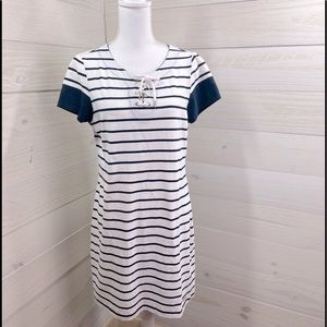 Tommy Hilfiger Striped Tie Up Top Dress L FREE SHIP